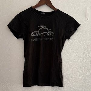 Orange County Choppers Black Womens Graphic Tee Short Sleeve Motorcycle Shirt XS